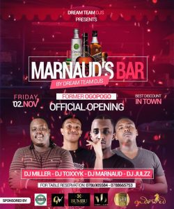 Located in Kimihurura (former Ogopogo), the spot is hoped to be the city's spot for trends and sheer entertainment for the Dream Team Deejays and suprise guest Deejays and Artists.